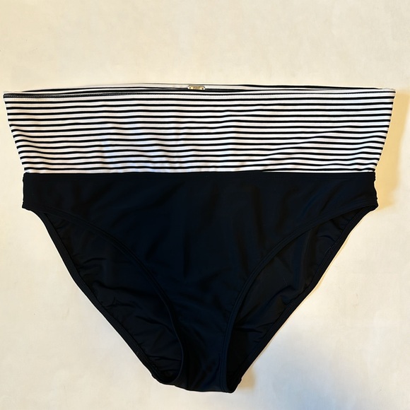 Panache Swim Bottom Size Large High Rise Anya Stripe Fold-Over Bikini Bottom - Picture 1 of 10